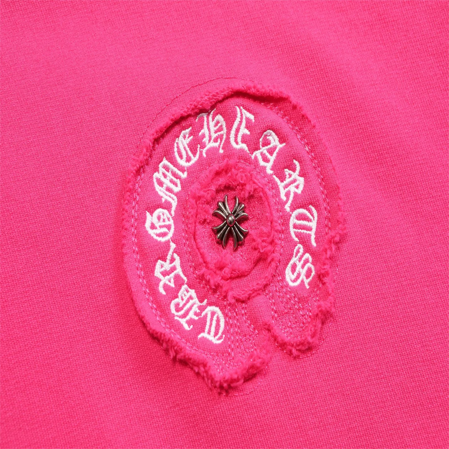P310 Chrome Hearts Chrome Hearts Cross Horseshoe Sanskrit Washed Tie-Dye Sweatshirt Size: SMLXL Color: Pink Black